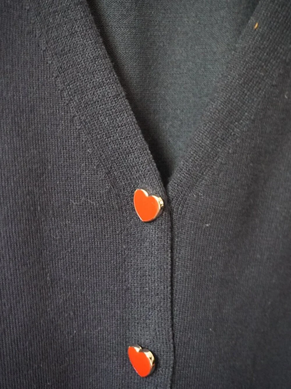 Carolyn Taylor Cardigan Navy Red Heart Embroidery & Buttons V-Neck X-Large